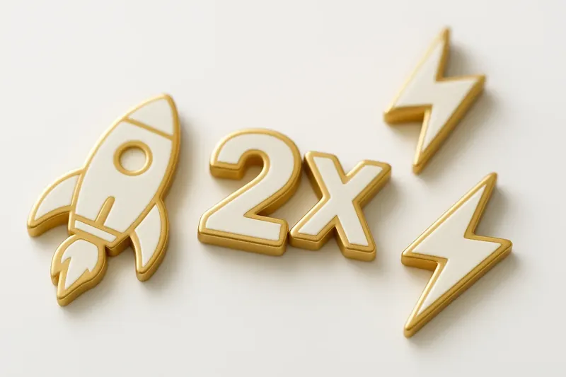 Gold and white instant game icons with rocket and lightning symbols